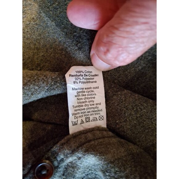 J.Crew Plaid Flannel Shirt Mens Green Large Elbow Patches - Picture 4 of 7